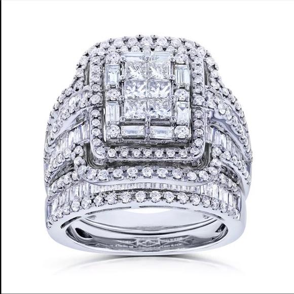 New Luxury 925 Silver Diamond 2 pc Set Ring 💍 - Picture 3 of 6